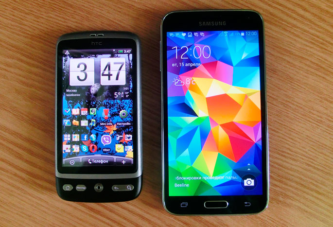 HTC Desire  Samsung Galaxy S5